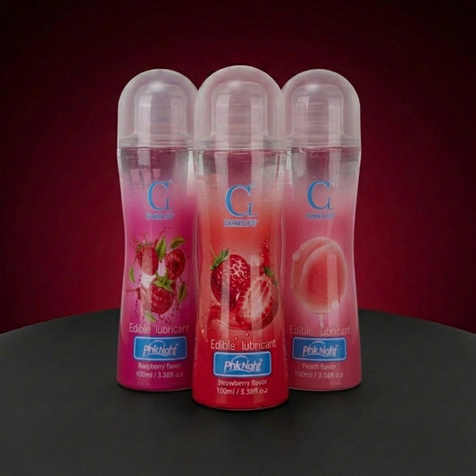 Lot de 3 lubrifiants aromatisés 100 ml – Fraise, Pêche, Framboise – à base d’eau