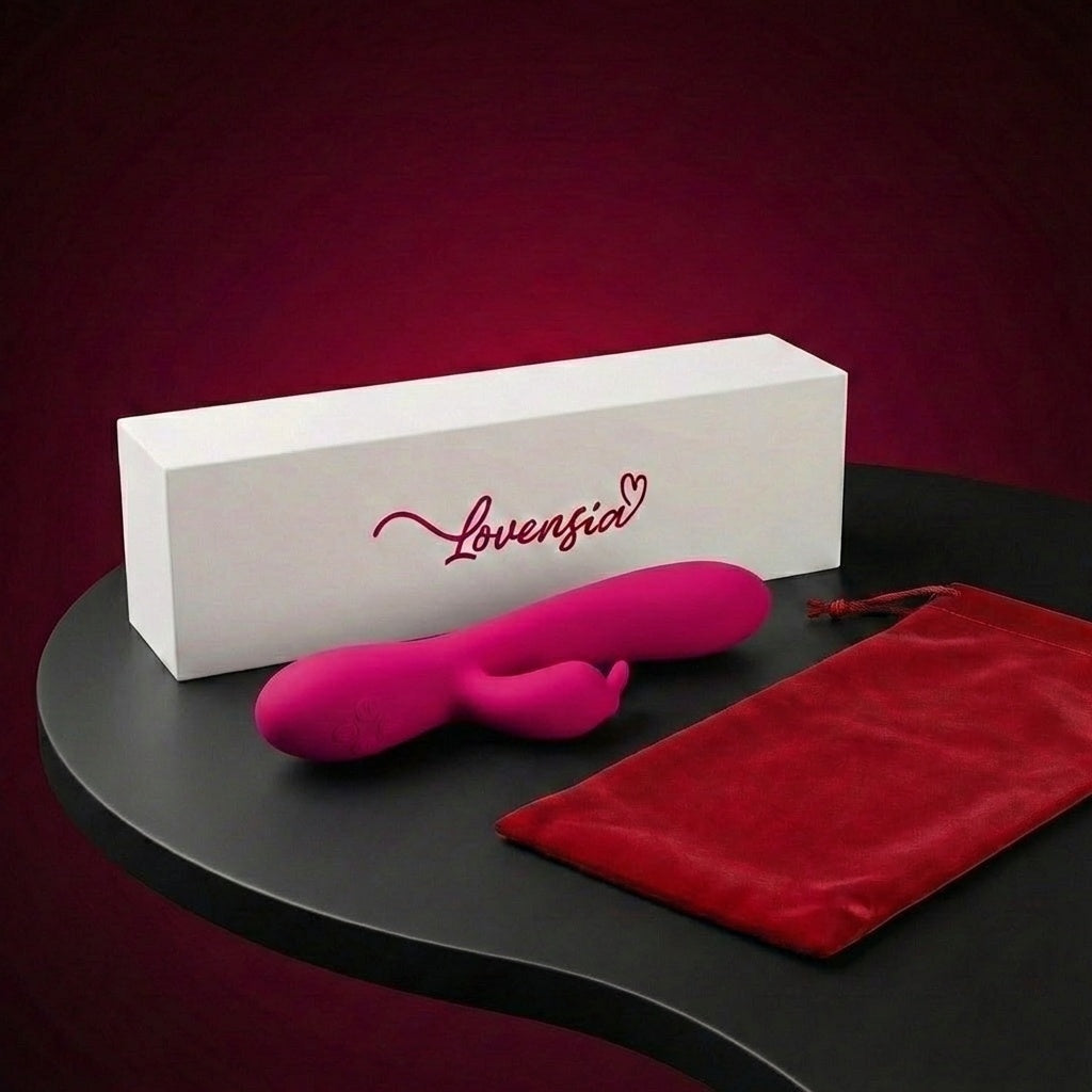 Vibromasseur Rabbit triple stimulation Lovensia avec fonction chauffante, 16 modes de vibration et recharge USB.