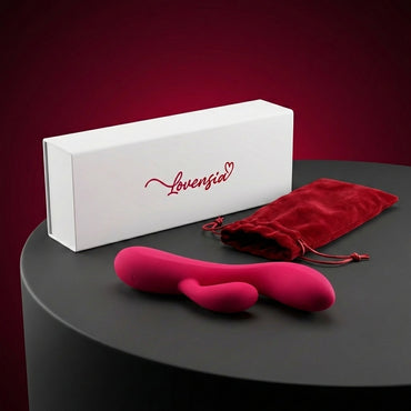 Vibromasseur Rabbit Lovensia en silicone liquide ultra-doux, 10 modes de vibration pour une double stimulation simultanée.