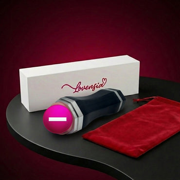 Masturbateur pour homme Lovensia à double entrée (vagin et bouche), texture réaliste et design ergonomique.
