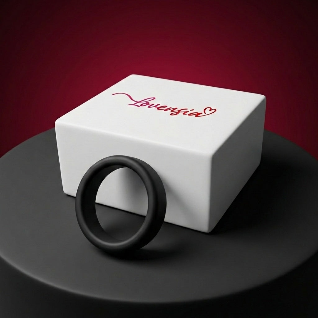 Cockring pour homme Lovensia, anneau pénien épais en silicone haute qualité, texture extensible et confortable pour un maintien prolongé.