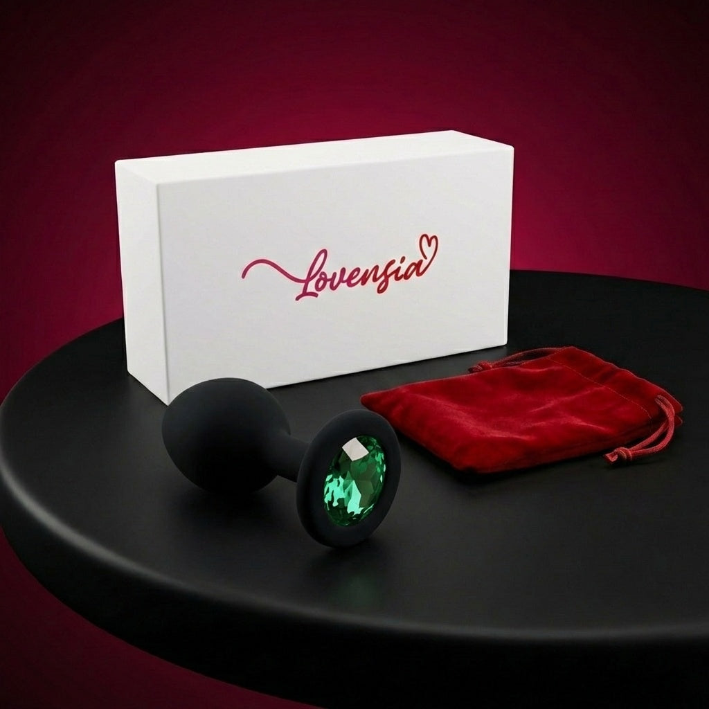 Petit plug anal Lovensia taille S en silicone avec bijou, design étanche et étui de transport inclus pour une hygiène parfaite.