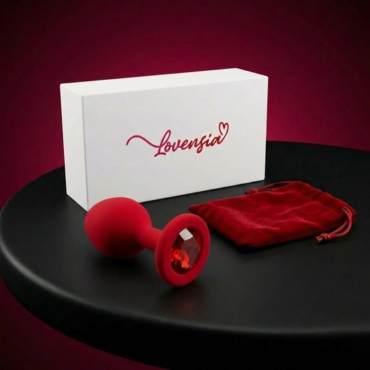 Petit plug anal Lovensia taille S en silicone avec bijou, design étanche et étui de transport inclus pour une hygiène parfaite.