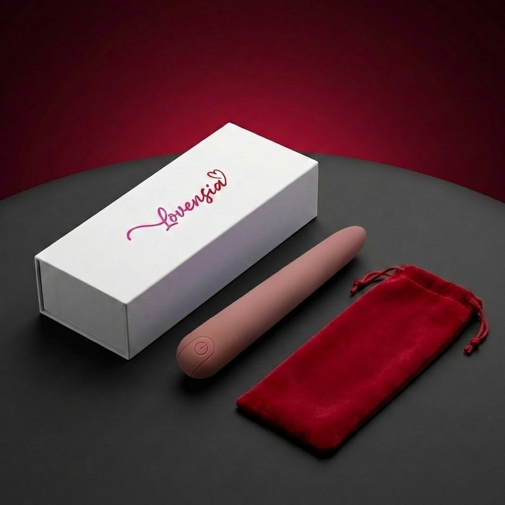 Vibromasseur Lovensia 100 % silicone de grade médical rose pâle, design rechargeable et texture soyeuse pour un plaisir tout en douceur.