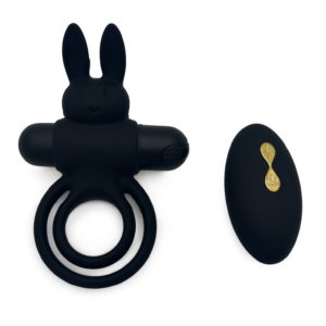 Double anneau vibrant rabbit rechargeable noir Lovensia