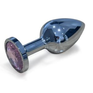 Plug anal bijou taille M en aluminium poli argent avec cristal