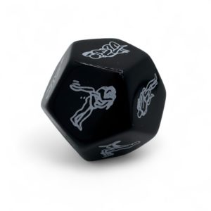 Dé Kamasutra 12 faces noir avec positions sexuelles illustrées